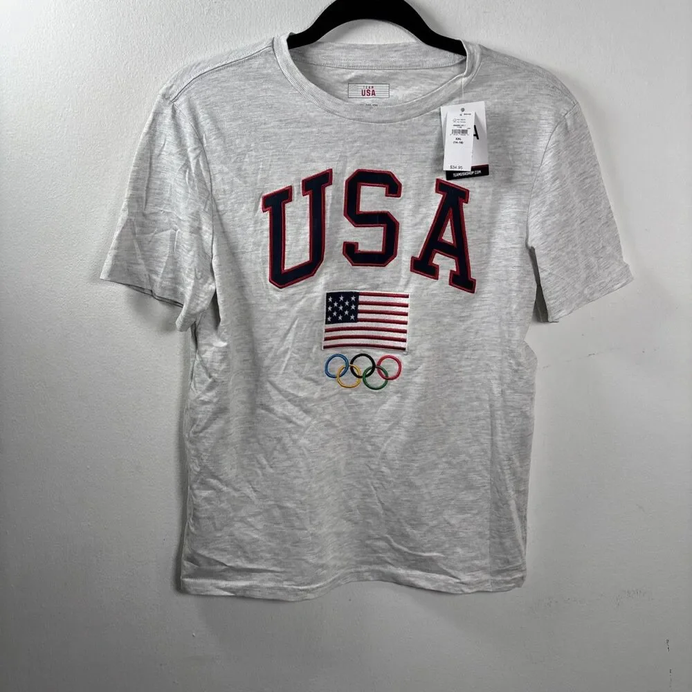 Baby Gap Team USA Olympic T Shirt Youth XXL 14-16 USA Flag Rings NWT